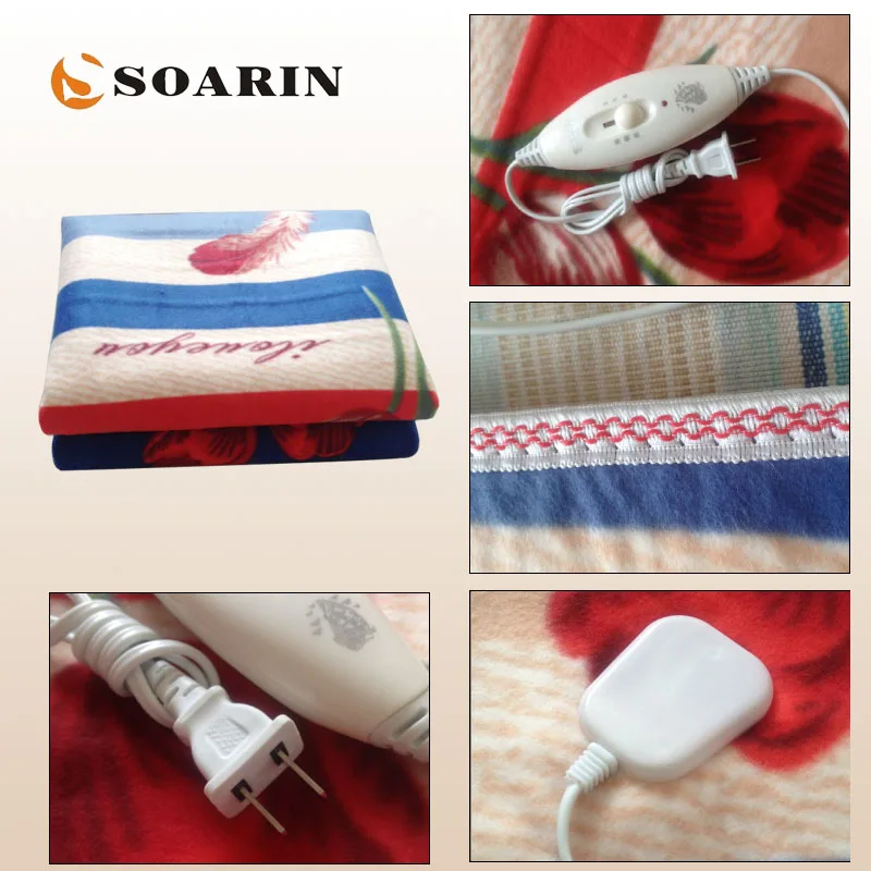 SOARIN-بطانية تسخين كهربائية مزدوجة ، 150 × 120 سنتيمتر ، قطيفة ، تدفئة للجسم ، مانتا كهربائية ، سرير 220 فولت