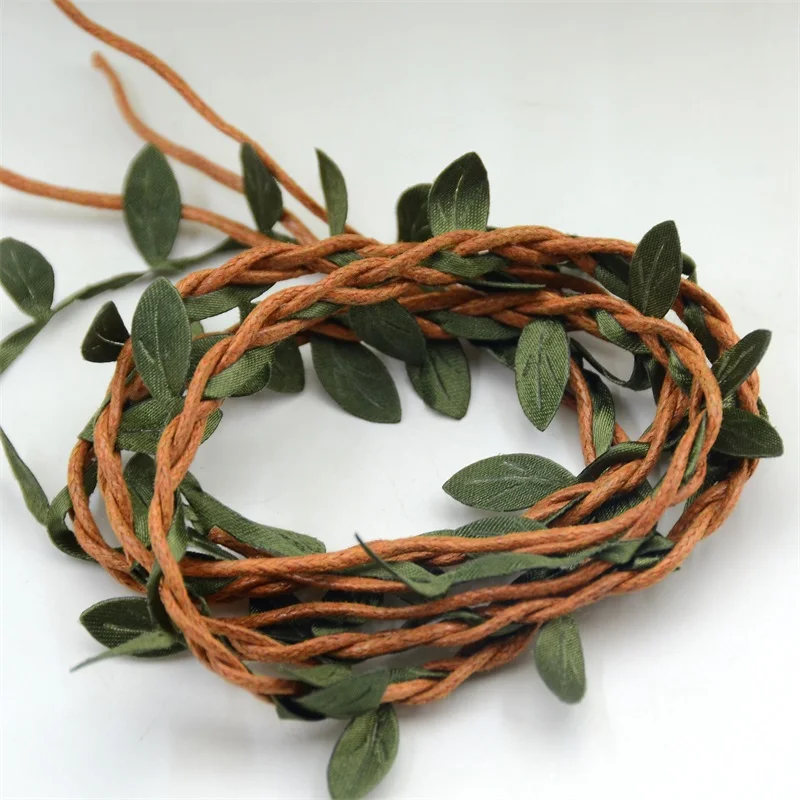 10m Vine Leaves Artificial Green Flower Rattan For  Wedding Party Decoration Foliage DIY Home Garland Headband Hair Accessories