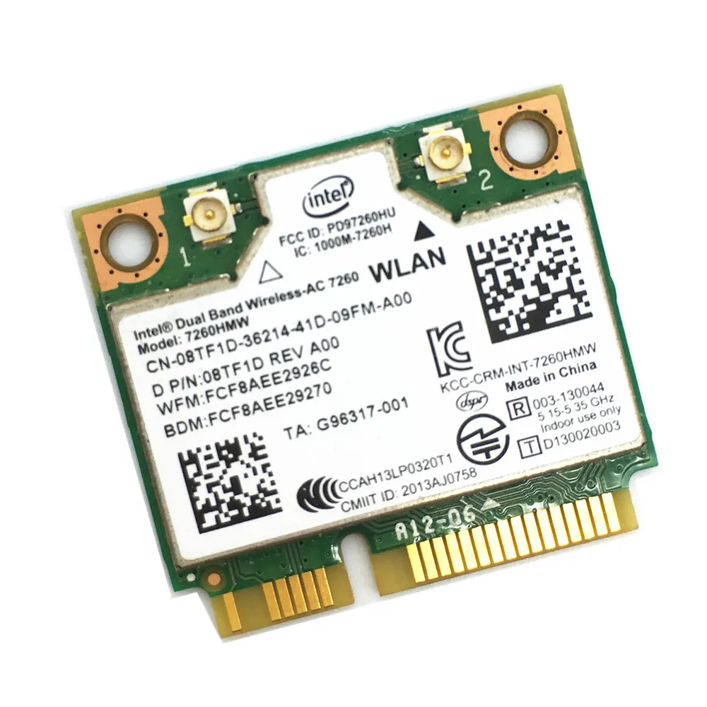 

For Intel 7260 AC 7260HMW Mini PCI-E Wireless Wifi Card Dual Band 867Mbps 802.11ac 2.4G/5Ghz Support Bluetooth 4.0