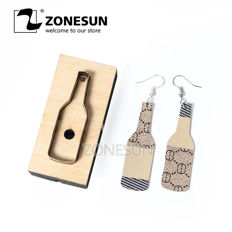 ZONESUN bottle custom leather paper earring decoration cutting steel rule click press die clicker tools handmade handicraft diy