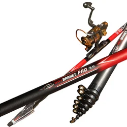 Superhard rock fishing rod carbon sea pole long throw telescopic spinning fishing rod reddish black