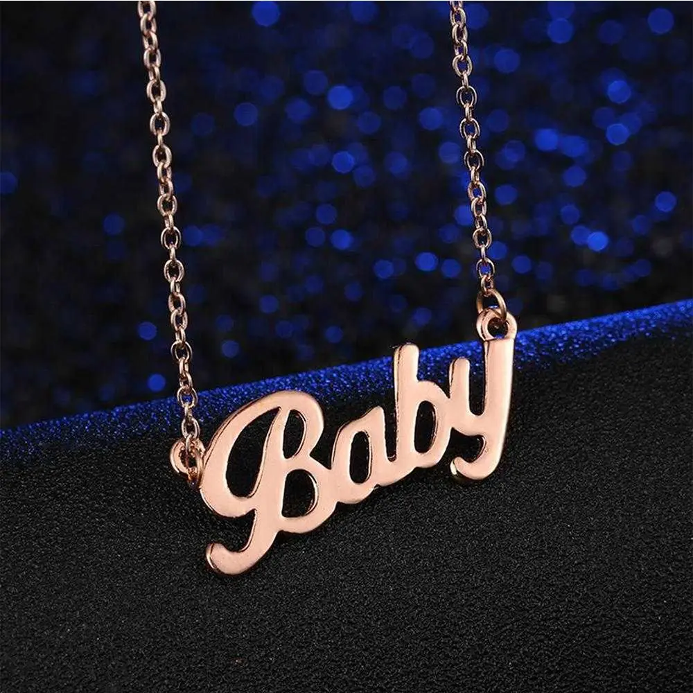 1PCS Baby Letter Gold Plated Pendant Necklace For Women Girls Clavicle Chain Jewelry Gift