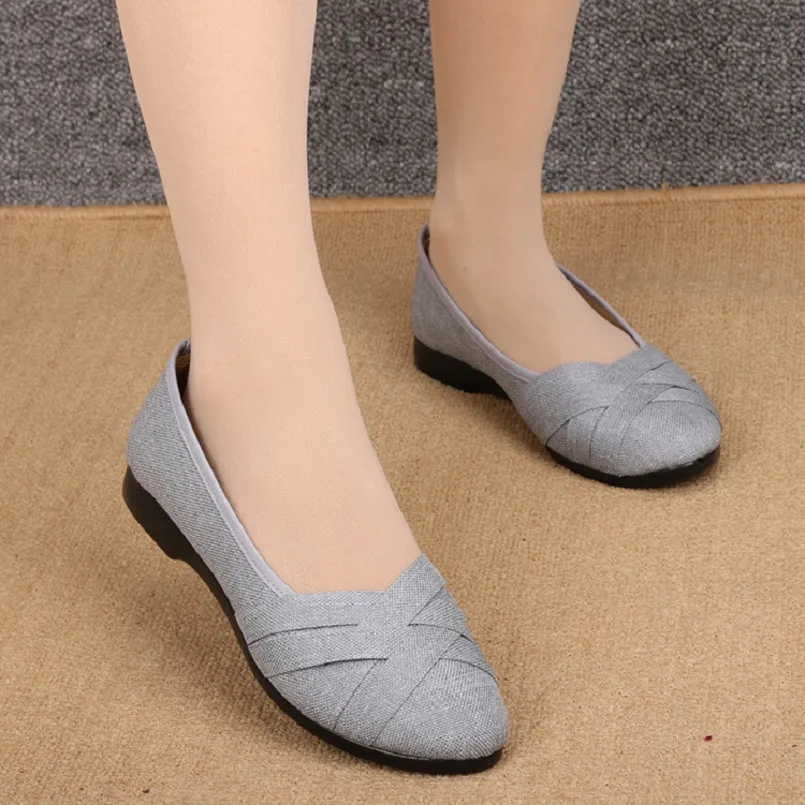 Marlisasa Chaussures Plates Femmes Women High Quality Black Ballet Dance Shoes Lady Cute Grey Comfortable Flat Loafers F2038