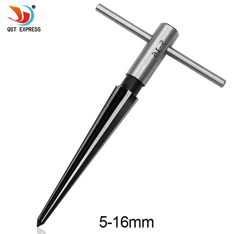 5mm-16mm Bridge Pin Hole Hand Held Reamer T Handle Tapered 6 Fluted Chamfer Reaming Woodworker Cutting Tool