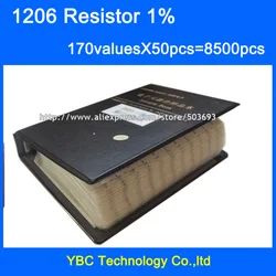 Free shipping 1206 SMD Resistor Sample Book 1% Tolerance 170valuesx50pcs=8500pcs Resistor Kit 0R~10M