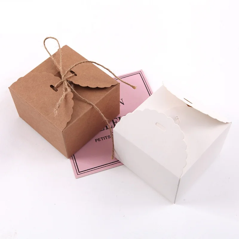 200pcs/lot 9*9*6cm Kraft Craft Paper Packing Box Small Gift Box For Biscuits Handmade Soap Wedding Party Candy cake cookies Box