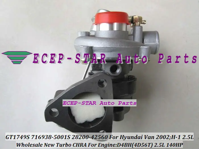 Free Ship GT1749S 28200-42560 716938 716938-5001S Turbocharger Turbo For HYUNDAI Van Commercial Starex H1 02 H-1 D4BH 4D56T 2.5L