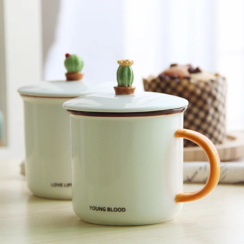 Cartoon Cactus Ceramic Mug Elegant Coffee Mug Ceramic Milk Mug Office Tea Mug 375ml