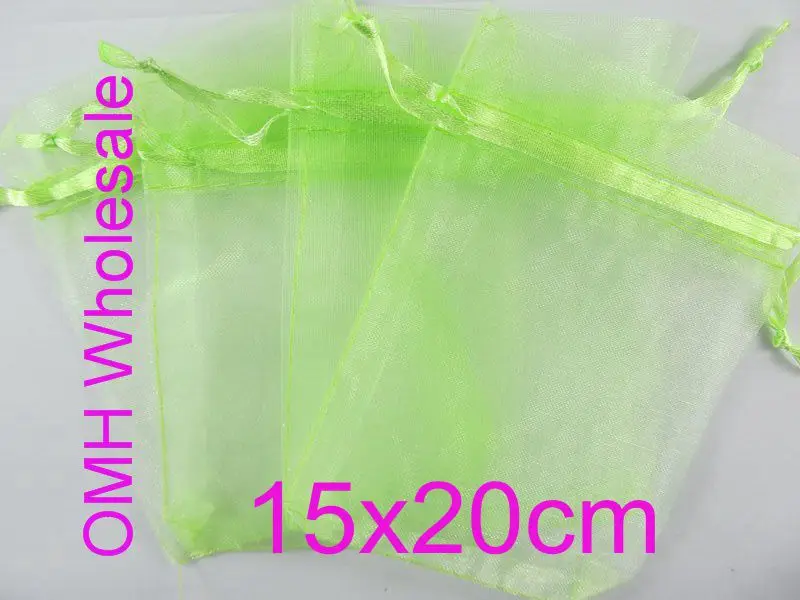 OMH wholesale 7x9,10x12,10x15,11x16,15x20,17x23,13x18cm 50pcs Fruit green Christmas Packaging bags jewelry voile gift bag BZ08-2