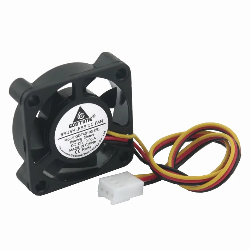 Gdstime 5 pcs 12 Volt 3Pin 4010 Cooling Fan 40x40x10mm DC Brushless Small Fan 12v 40mm x 10mm PC Heatsink Cooler 4cm