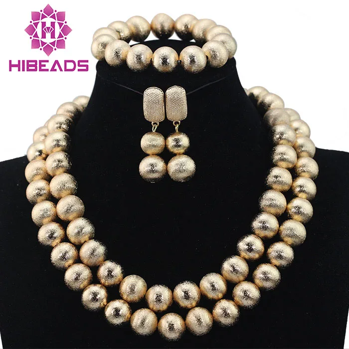 

2017 Charms 2 Layers Dubai Gold Beaded Costume Necklace Earrings Bracelet Set Women Party Gift Jewelry Set Free Shipping ABL539