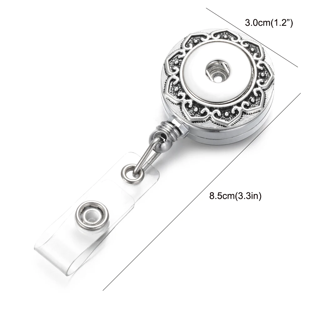 10 pz/lotto 18mm scatta retrattile Pull ID Badge in lega di zinco metallo gioielli fai da te distintivi in argento porta bobine Recoll forniture con