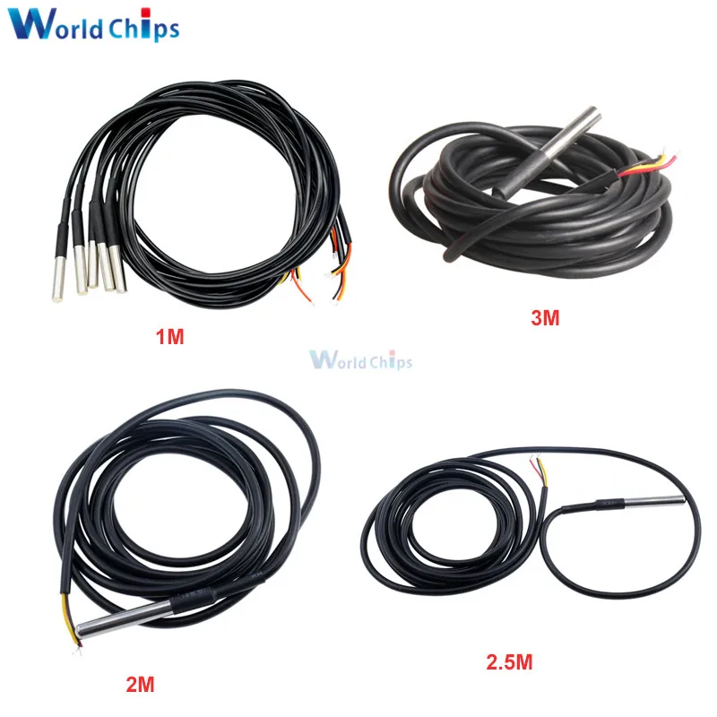 1M/2M/2.5M/3M DS18B20 Stainless Steel Package Waterproof DS18b20 Temperature Probe Temperature Sensor 18b20 For Arduino Diy Kit