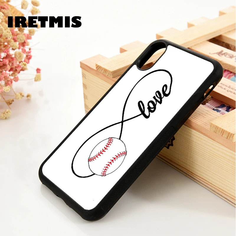 Iretmis 5 5S SE 6 6S Soft TPU Silicone  phone case cover for iPhone 7 8 plus X Xs 11 Pro Max XR Baseball Theme Infinity Love