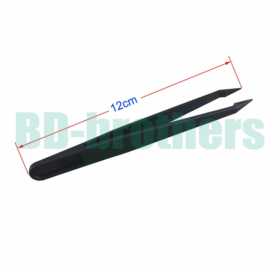 12cm Black Plastic Tweezers Tongs Straight Head Tweezer Curved DIY Tool for Phone Repair 1000pcs/lot