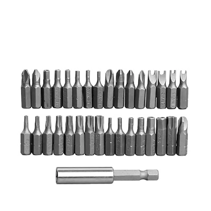 33pcs/set Hollow Screwdriver Batch Kit Electric Screw Driver Metric Chrome Vanadium Steel Screwdriver Bit Tools Hex/Slotted/Torx