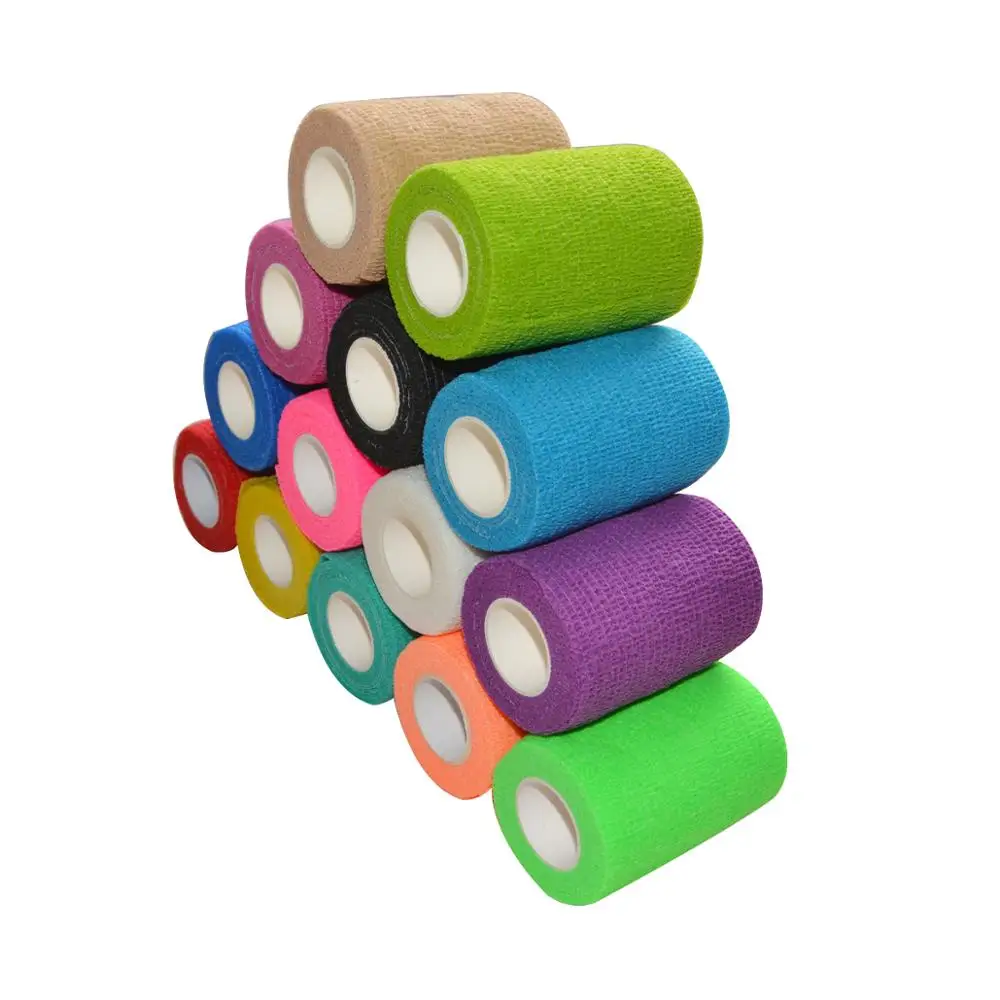 48Pcs/Lot 7.5cm x 4.5m Self Adhesive Adherent Wrap elastic Nonwoven Cohesive Bandage sports protection