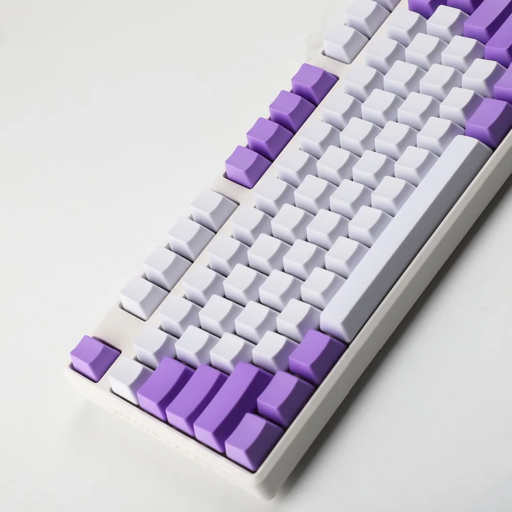 YMDK White Purple Mixed 108 87 61 ANSI Keyset OEM Profile Thick PBT For MX Switches Mechanical Gaming Keyboard (Only Keycap)