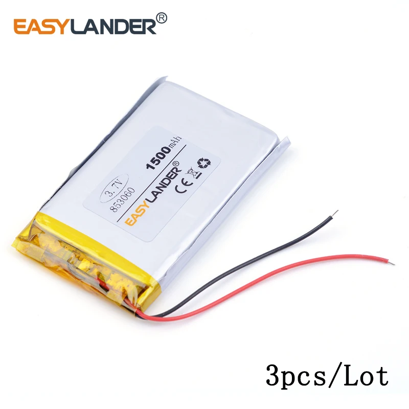 3 шт./партия, литий-ионные полимерные аккумуляторы 3,7 в 1500 мАч 853060 для Mp3 MP4 MP5 GPS PSP mobile bluetooth
