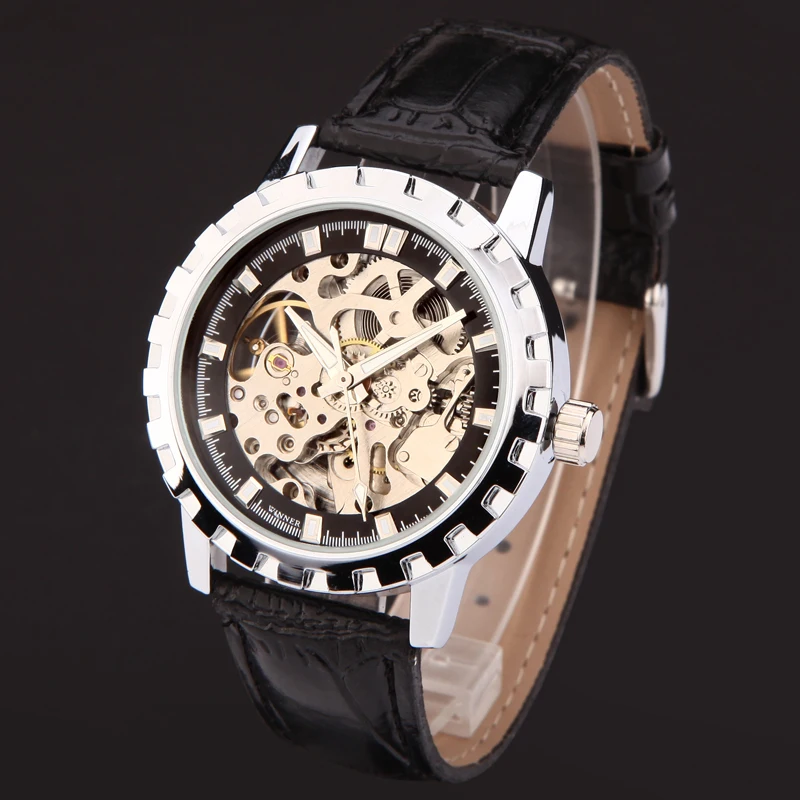 watches men luxury brand winner sports skeleton automatic mechanical wristwatches leather strap relogio masculino