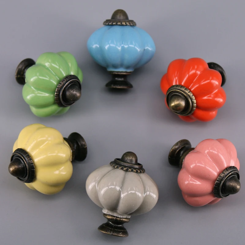1PC Ceramic Dresser Knobs Drawer Pulls Colorful Cabinet Door Knob Handle Antique Rustic Kitchen Hardware Pull