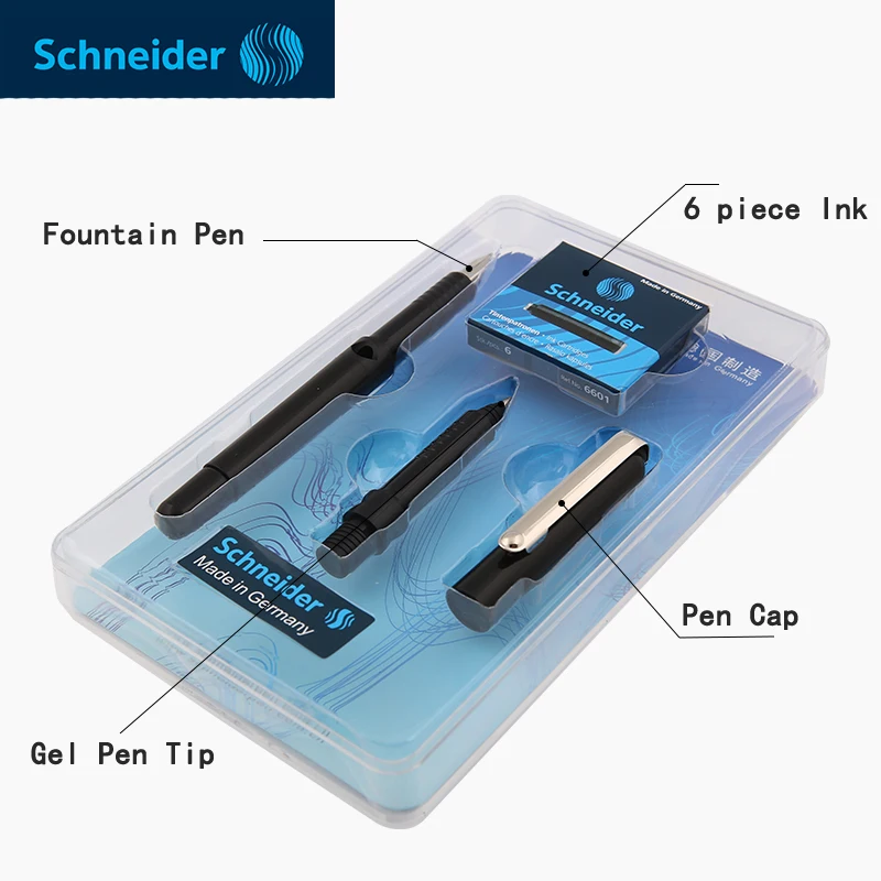 Germany Schneider Fountain Pen Gift Box Set 0.5mm F Iraurita Tip Black Ink Pen Writting Calligraphy Pen Office Supplies Kalem