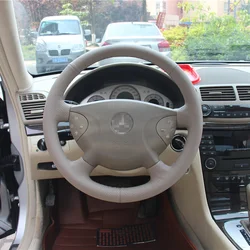 New Anti Slip Beige&Perforated Leather Steering Wheel Stitch on Wrap Cover For Mercedes Benz E240 E Class