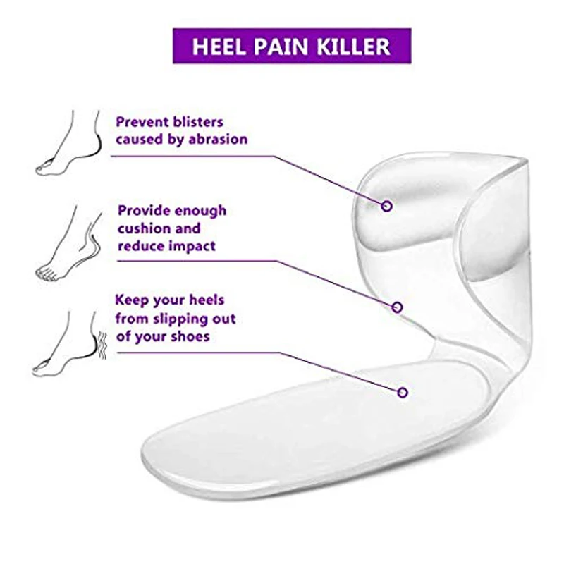 Hoge Hak Kussen Gel Schoen Pads Voor Te Grote Schoenen Siliconen Anti-Slip Hak Grepen Inserts Liners Voet Inlegzolen Voor Vrouwen