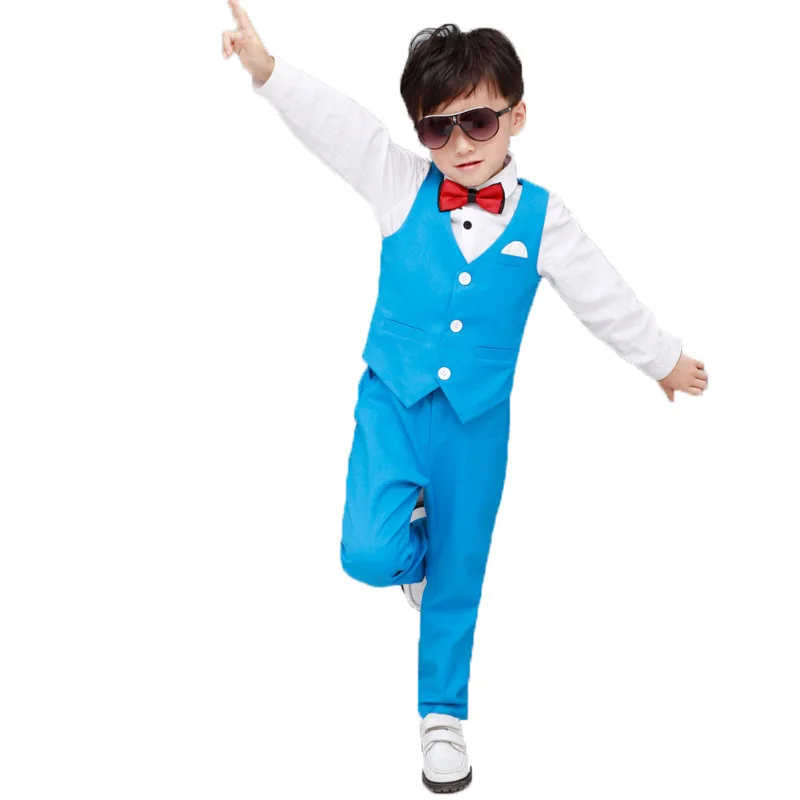 Boys Burgundy Short Suits Vest Set Slim Fit Ring Bearer Suit For Boys Brand Formal Classic Costume Wedding Birthday Party Gift