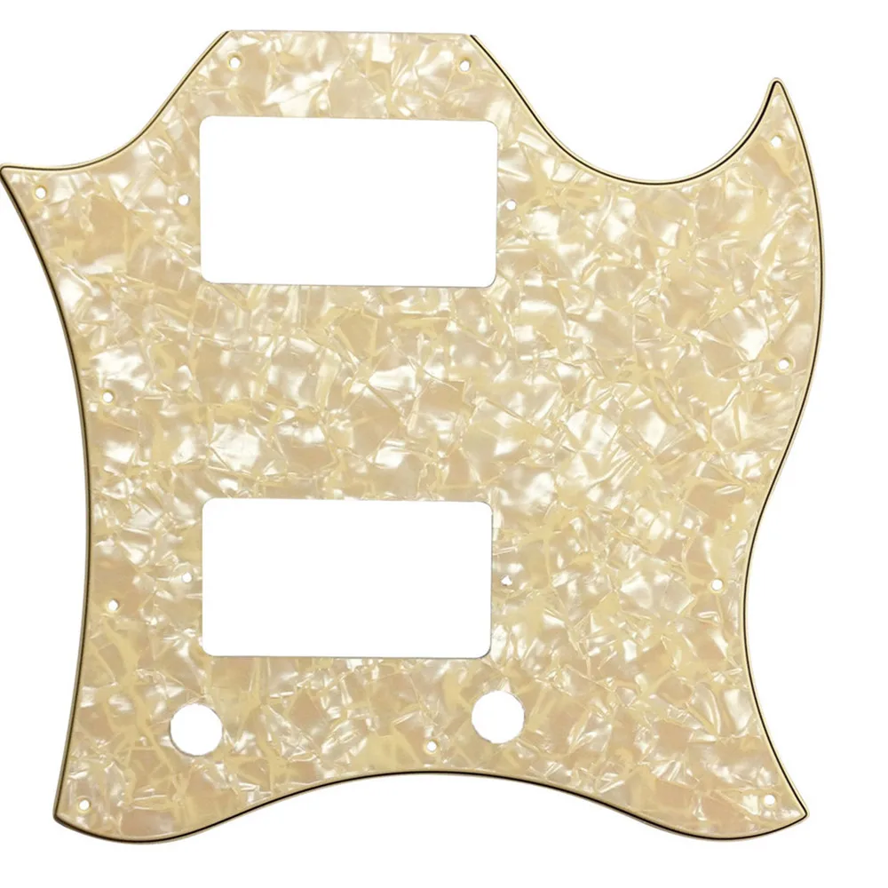 Pleroo Custom Guitar Parts - For SG Full Face Guitar Pickguard Scratch Plate With PAF Humbuckers , 4 Ply Cream Pearl