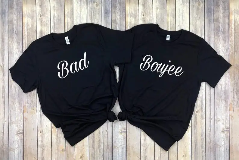 Skuggnas New Arrival Bad and Boujee bestie T-shirt Best Friends Matching Shirts bff besties for Girls bff Couple's t shirt