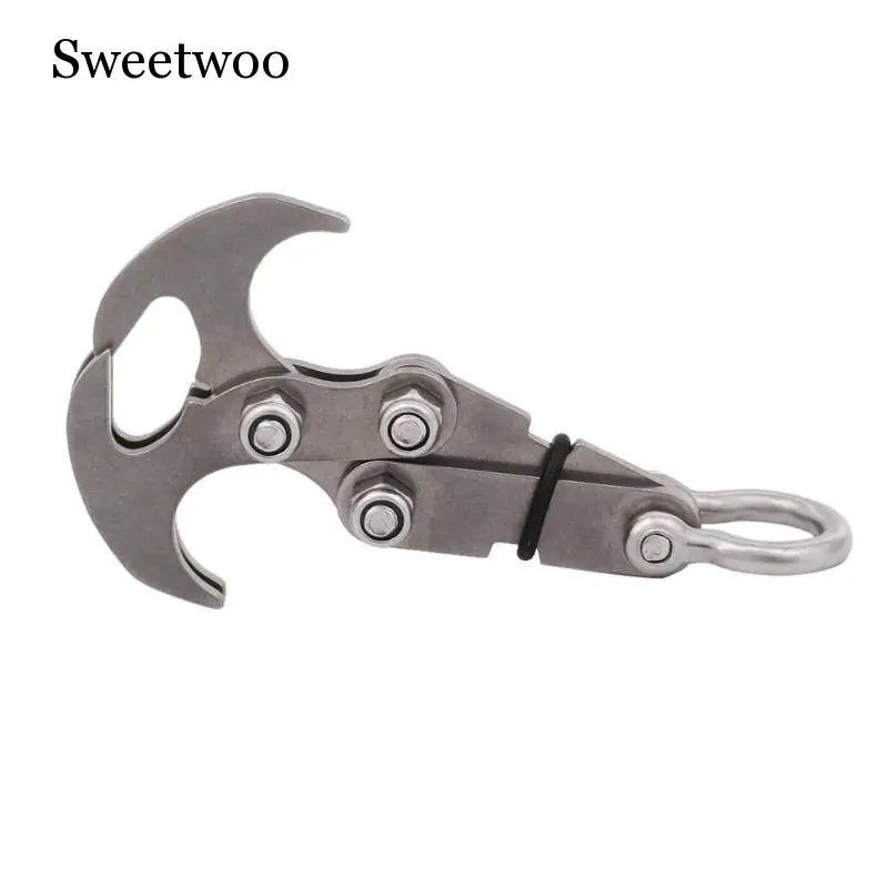 Stainless Steel Survival Folding Grappling Hook Multifunctional Outdoor Climbing Claw Carabiner Travel Rescue Tool Climbing Tool