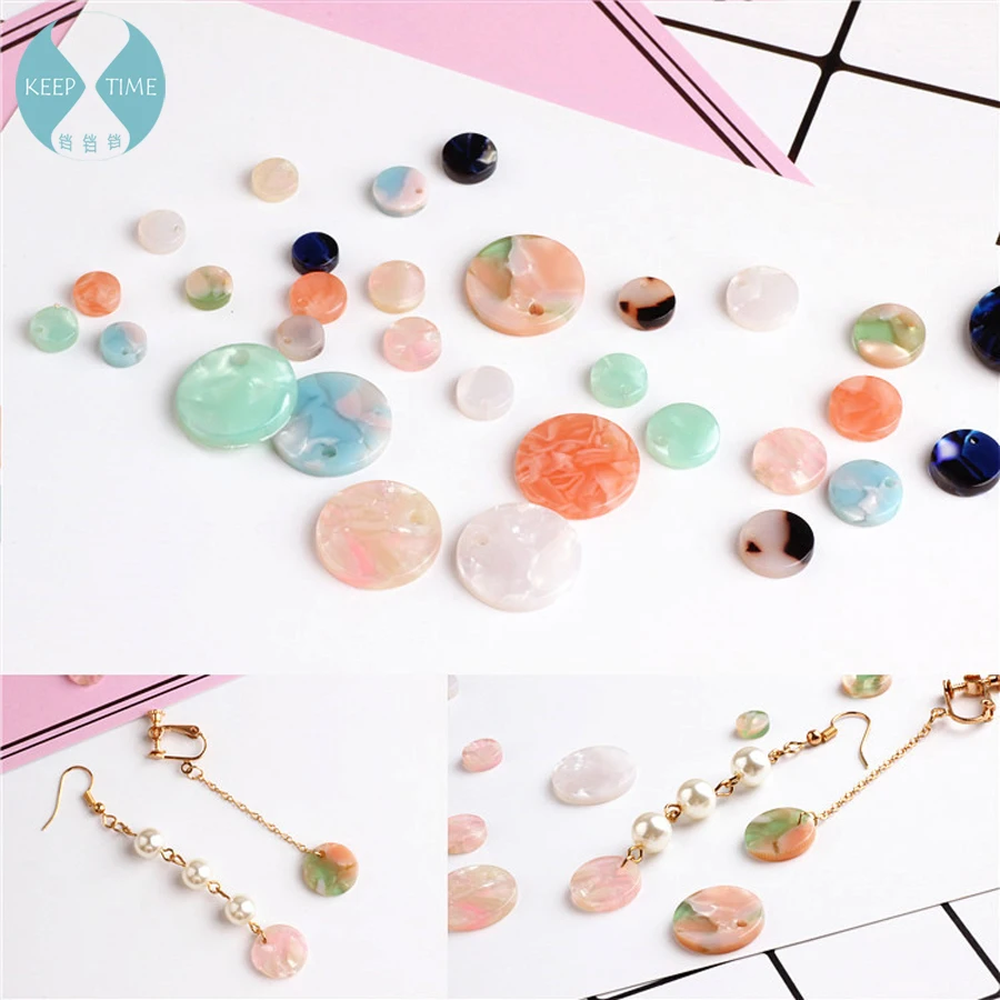 DIY earrings, pendants, ornaments, materials, accessories, Korean imports, acetic acid, fresh powder, green round film