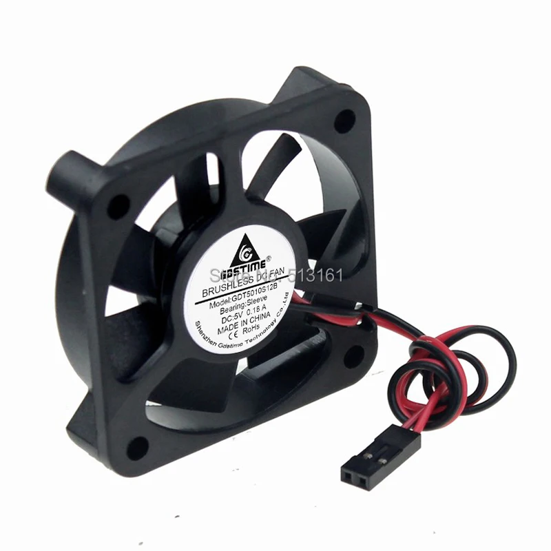 5pcs/lot Gdstime 50mm X 50mm X 10mm 5V 0.14A Dupont 2Pin Small DC Brushless Cooling Fan