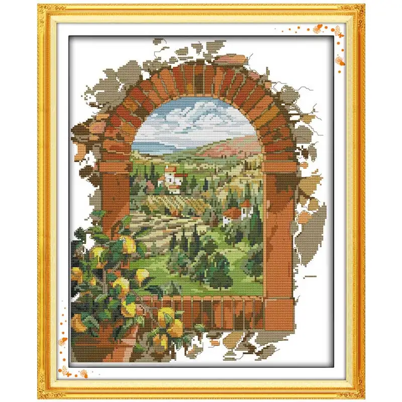 The Door of the Winery Patterns Counted Cross Stitch Set DIY 11CT 14CT 16CT Stamped DMC Cross-stitch Kit Embroidery Needlework