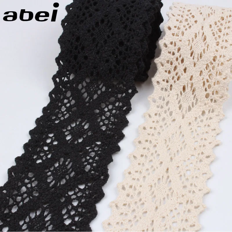 5cm 2Yards/lot Beige Black Cotton Material Lace Trims Apparel Accessories DIY Patchwork Handmade Wedding Scrapbook Craft Decors