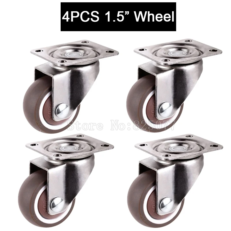 

Brand New 4PCS 1.5'' Universal Swivel Wheels Castors Rubber Super Mute Furniture Casters Max Loading 75KG/4PCS