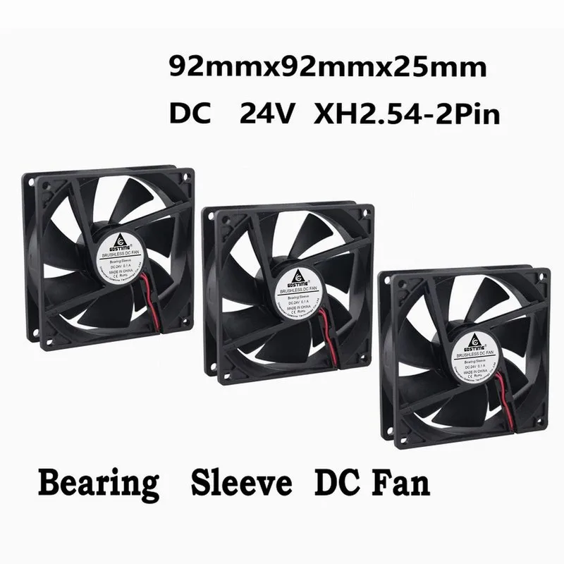 2 Pcs Gdstime DC 24 Volt 92mm 92x92x25mm Axial Flow Mechanical Brushless Cooler Cooling Fan 24V 90mm