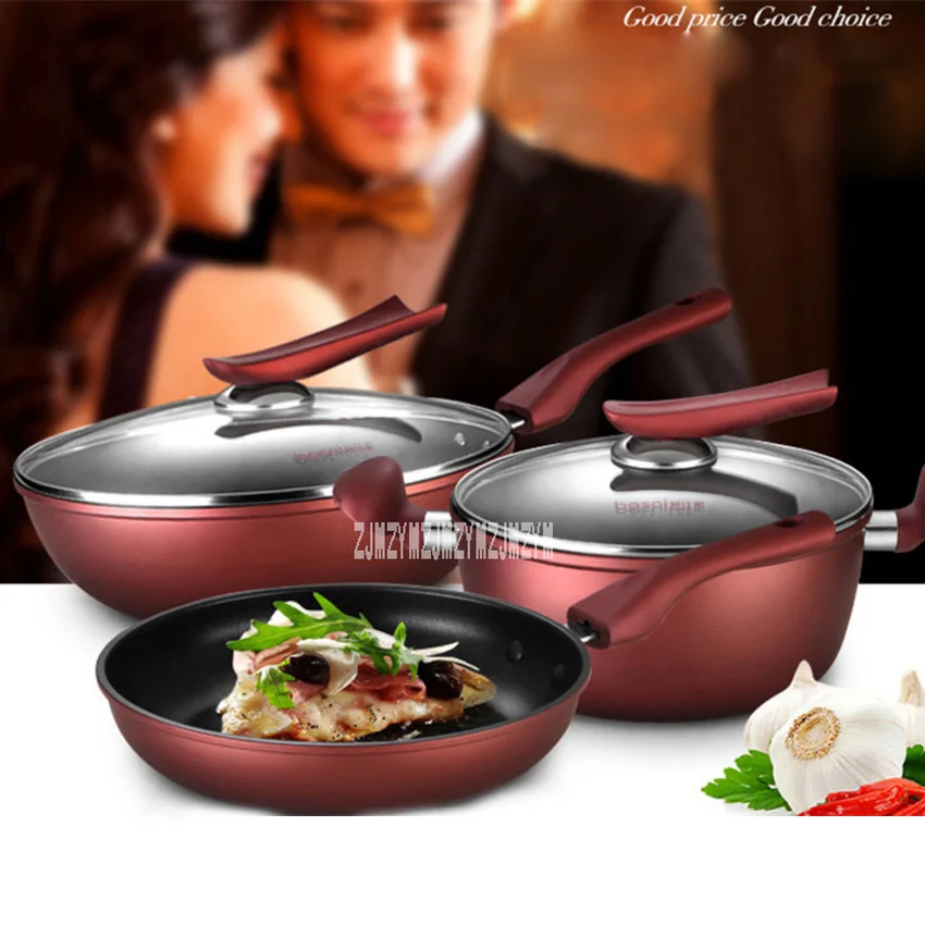 24cm Non - stick Frying Pan Heat-preserve Vacuum Pot Boiling Cease-fire Health Preservation Pan Cooking Wok Pan With Upright Lid