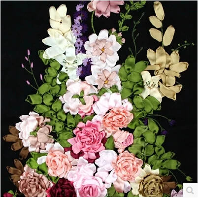 DIY needlework cross stitch kits sets handmade needlework 3D ribbon embroidery flowers patterns rose Cross-Stitching paintings