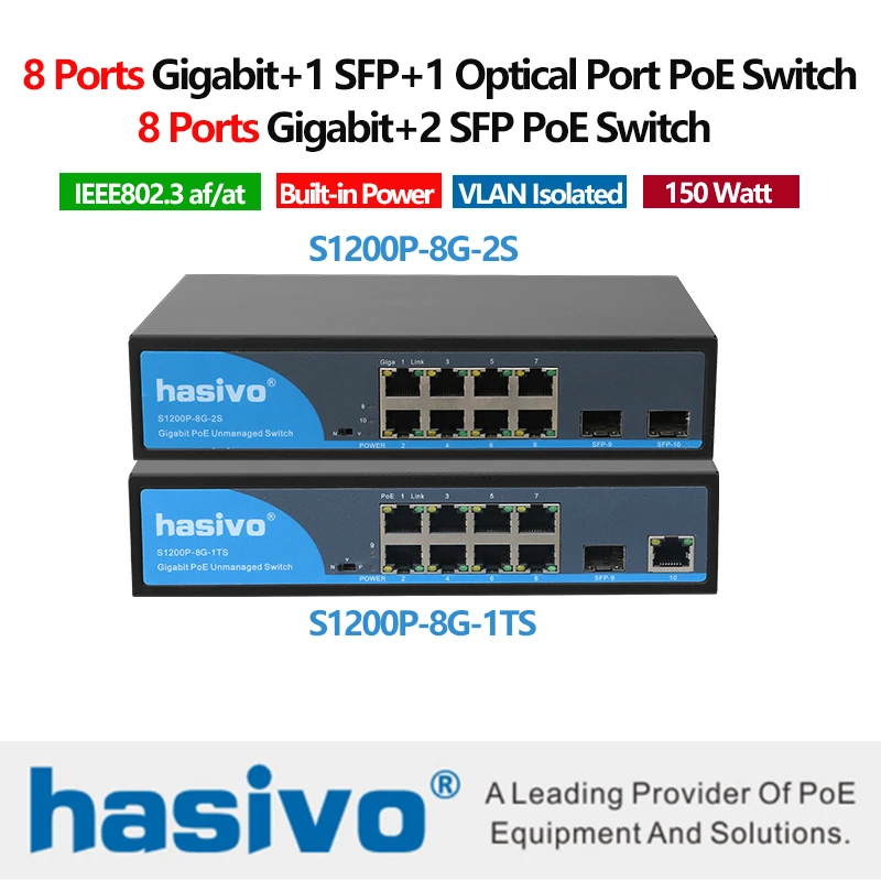 

8 Ports Gigabit 2 Gigabit SFP or 1 Optical Port PoE Switch