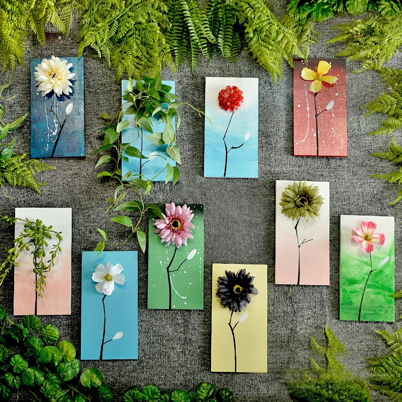 

Wall Hanging Decor Artificial Plant Home Furnishing Wooden Board hand-painted Background Wall Decoration Living Room Ornaments