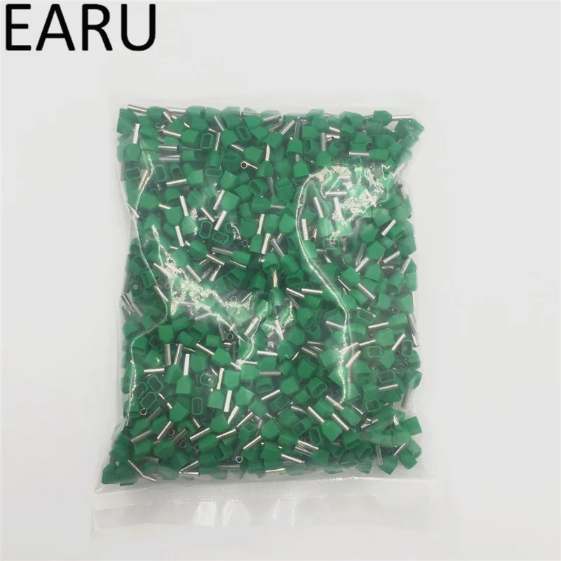 

1000PCS E Tube TE2513 Type Double Pipe Insulated Twin Cord Cold-press Terminal Block Connector Needle End Multicolor 2X2.5 mm2