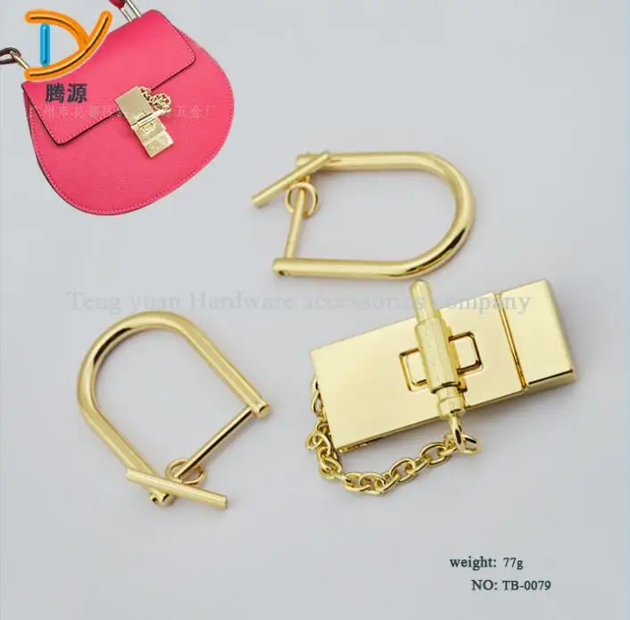 

(10 PC/lot) metal plating processing leather handbags alloy straps links D mortise lock buckle decorative accessories