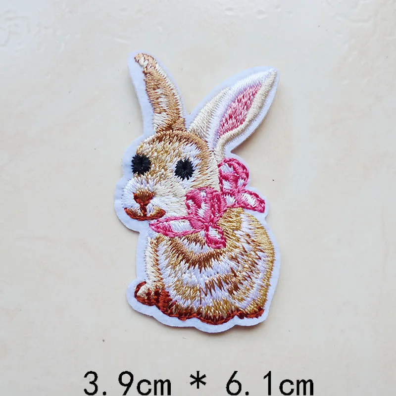 Cute Cartoon Rabbit Mouse Cat Dog Tiger Embroiderey Iron on Patches Animal Badges for Clothes Applique Stickers Sewing Accessory