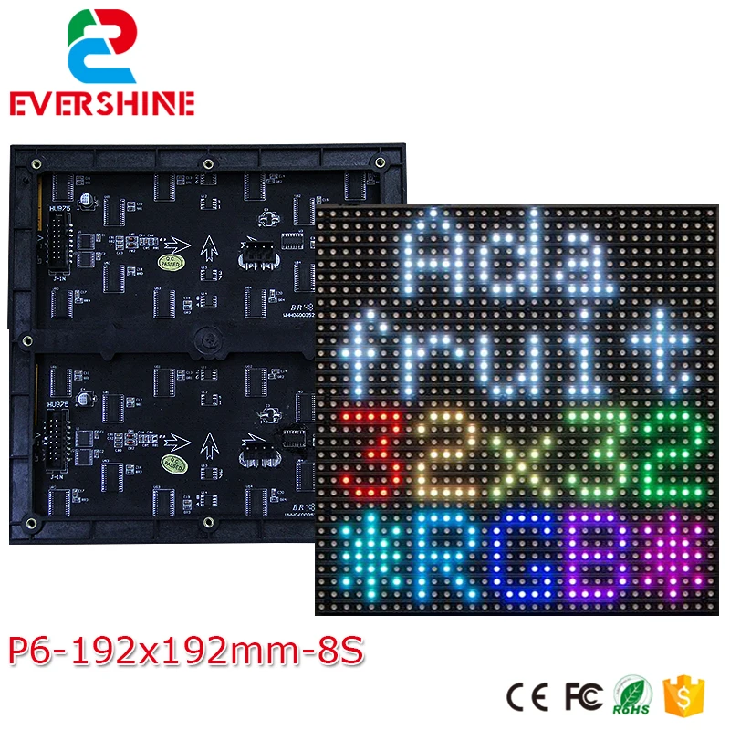 P6 SMD3528 192x192mm Led Display Panel Indoor Full Color 32x32Pixels 1/8 1/16 Scan Modules Matrix