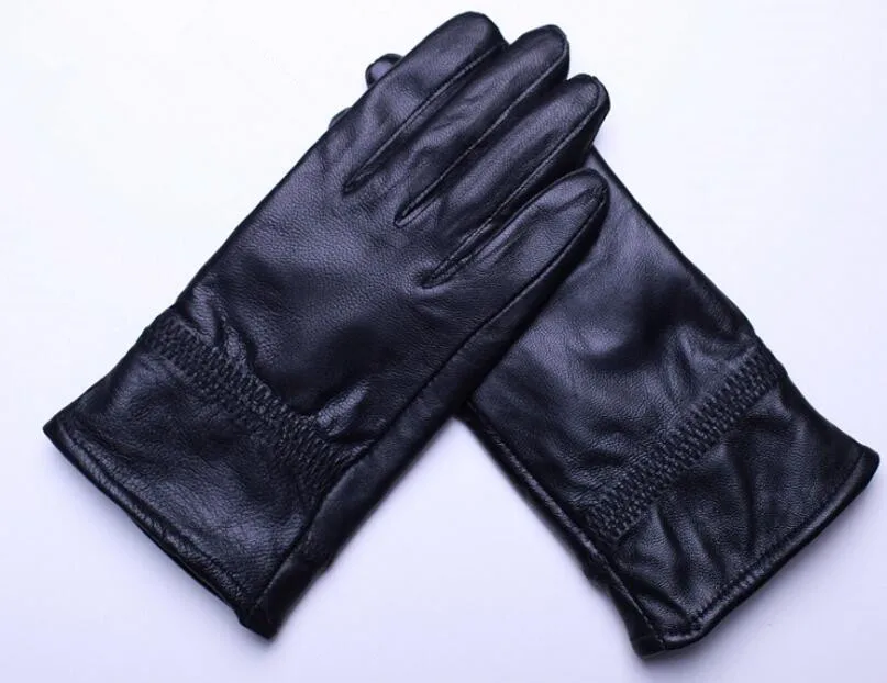 women's winter genuine leather rabbit fur ball gloves lady's thicken warm fleece lining leather glove winter driving glove R152