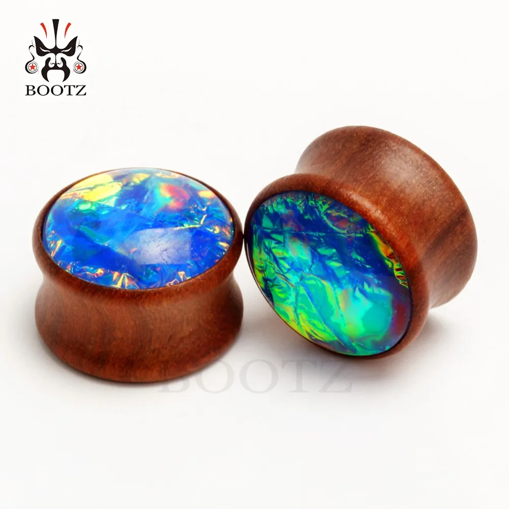 Kubooz New Colorful wood gem ear piercing calibri gioielli per il corpo orecchie tunnel e tappi con vendita di alta qualità per coppia 2 pezzi lotto