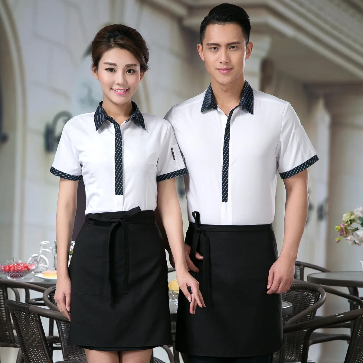 

Hotel Restaurant Female Waitress Work Clothes Shirt Summer Cafe Hot Pot Shop Uniform Short-sleeved Barbecue Waiter Jacket H2334