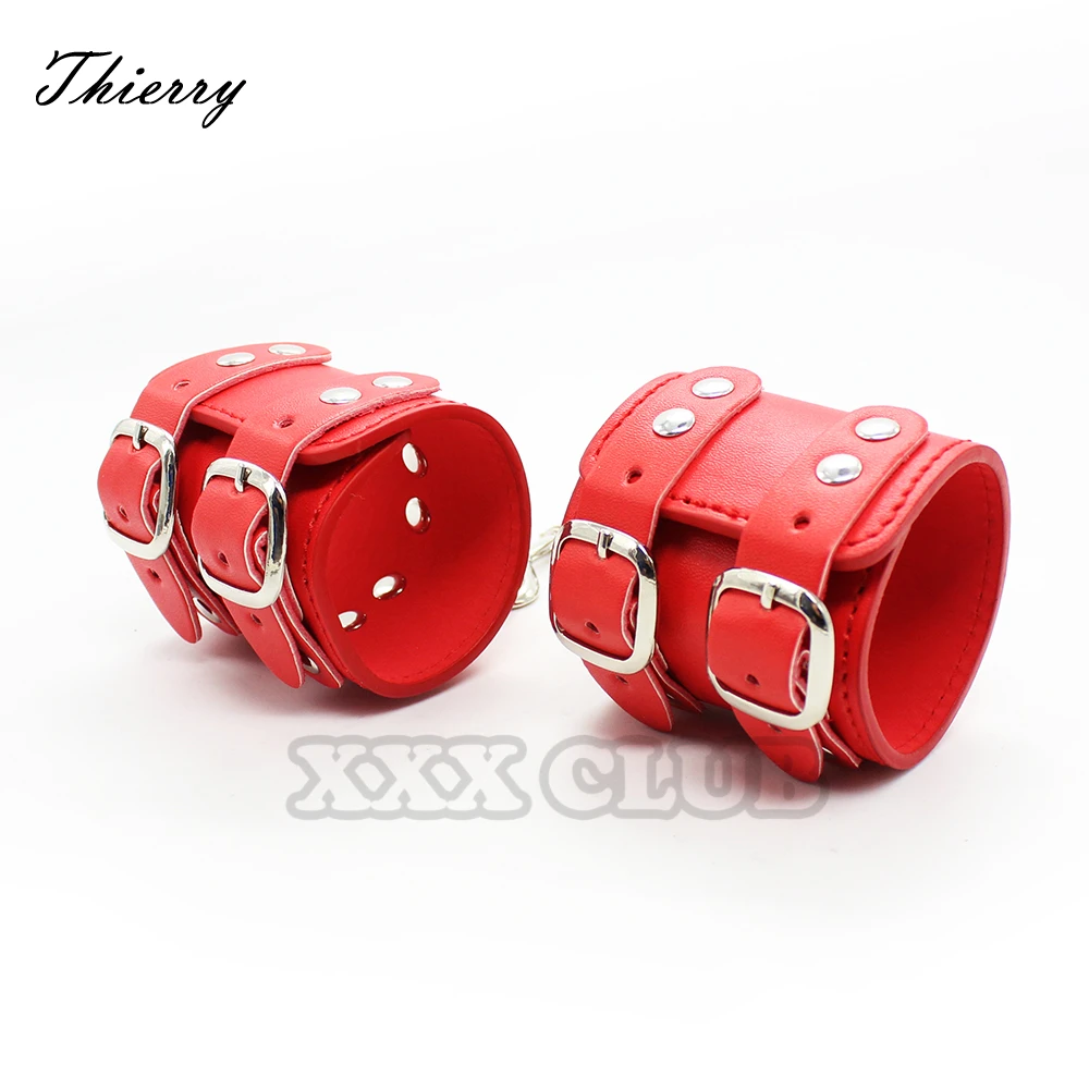 Thierry PU bondage Restraints Wrists and Ankles Cuffs for Erotic Roleplay.Sex Toys for Couples, Sex Products for Adult Game
